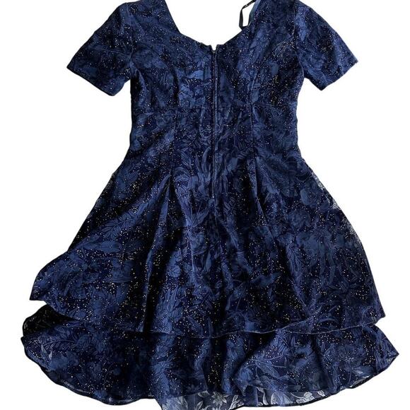 Vintage 80's Nite Kraze Dark Blue/Black Velvet, Studded, Cocktail Dress- 7/8 - Picture 2 of 12